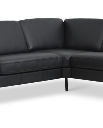 Ask Sæt Hjørnesofa Sort Semianilin Læder Sort Metal