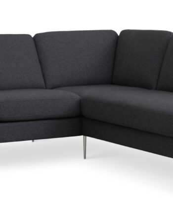 Ask Sæt Lille Sofa Højre Chaiselong Antracitgrå Polyester Stof Børstet Aluminium