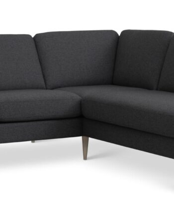 Ask Sæt Lille Sofa Højre Chaiselong Antracitgrå Polyester Stof Natur Træ