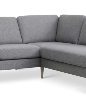 Ask Sæt Lille Sofa Højre Chaiselong Lys Granitgrå Polyester Stof Natur Træ