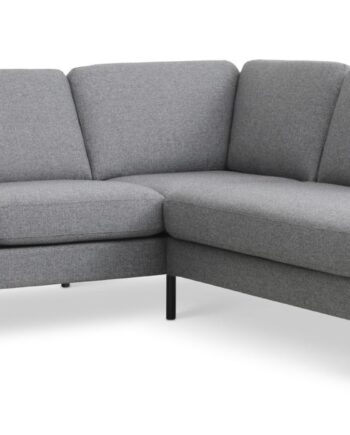 Ask Sæt Lille Sofa Højre Chaiselong Lys Granitgrå Polyester Stof Sort Metal