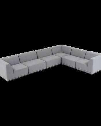 New York Hjørnesofa Med Chaiselong Seks Moduler Lysegrå Polyester Stof Sort Plastik