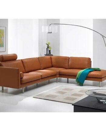Skalma Simply Hjørnesofa Med Open End Cognac Farvet Læder