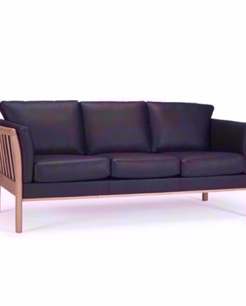 Fredericia Tremmesofa Personers Sofa Sort Læder  Møbelsalg