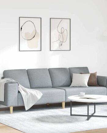 Sofa Sæt Lysegrå Stof