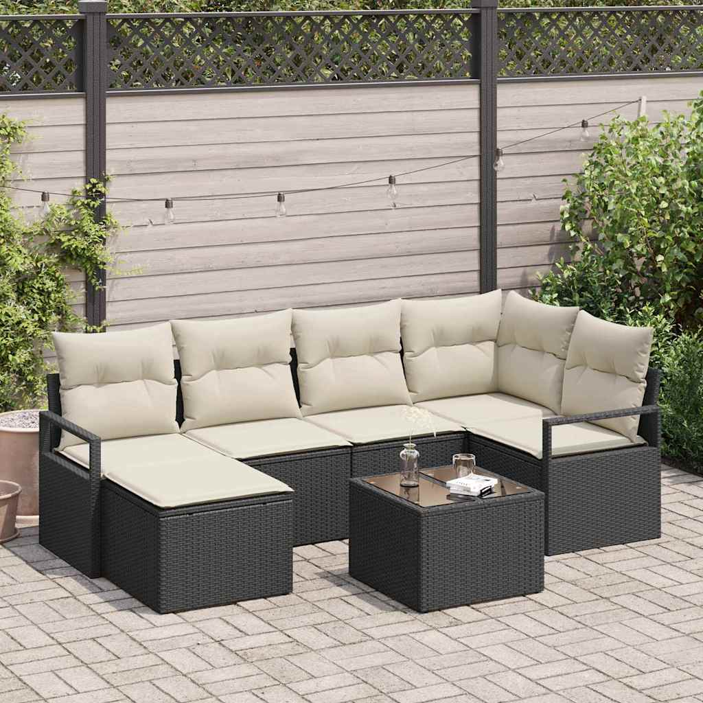 Sofa Sæt Med Pude Med Opbevaring Dele Polyrattan Sort Hvid
