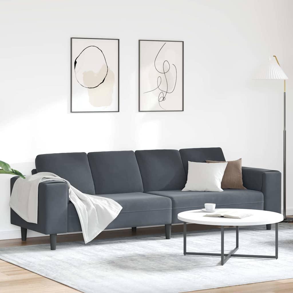 Sofa Sæt Mørkegrå Fløjl