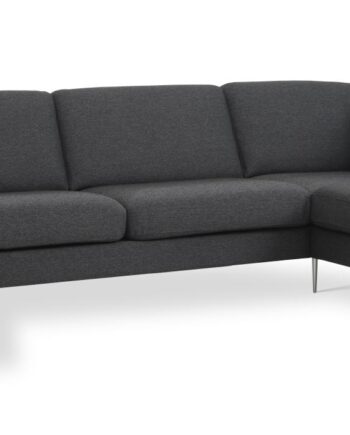 Ask Sæt Sofa Højre Chaiselong Antracitgrå Polyester Stof Børstet Aluminium
