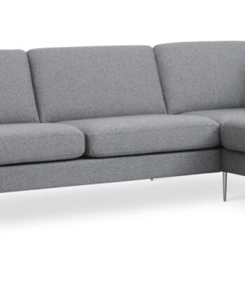 Ask Sæt Sofa Højre Chaiselong Lys Granitgrå Polyester Stof Børstet Aluminium