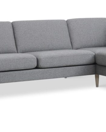 Ask Sæt Sofa Højre Chaiselong Lys Granitgrå Polyester Stof Natur Træ