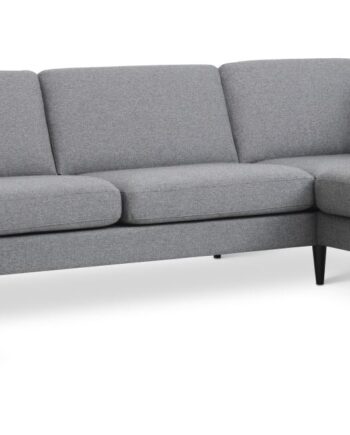 Ask Sæt Sofa Højre Chaiselong Lys Granitgrå Polyester Stof Sort Træ
