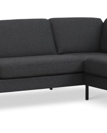 Ask Sæt Stor Sofa Højre Chaiselong Antracitgrå Polyester Stof Sort Metal