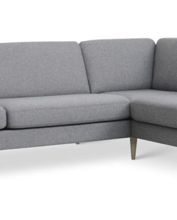 Ask Sæt Stor Sofa Højre Chaiselong Lys Granitgrå Polyester Stof Natur Træ