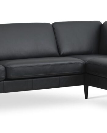 Ask Sæt Stor Sofa Højre Chaiselong Sort Semianilin Læder Sort Træ