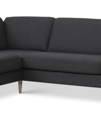 Ask Sæt Stor Sofa Venstre Chaiselong Antracitgrå Polyester Stof Natur Træ