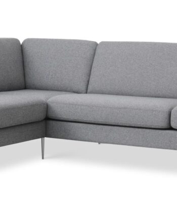 Ask Sæt Stor Sofa Venstre Chaiselong Lys Granitgrå Polyester Stof Børstet Aluminium