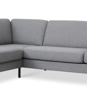 Ask Sæt Stor Sofa Venstre Chaiselong Lys Granitgrå Polyester Stof Sort Metal