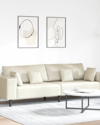 Fløjls Sofa Med Pude Creme 208 Fløjl
