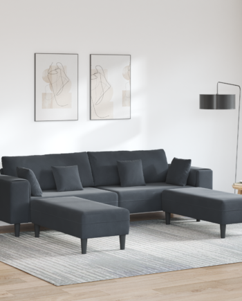 Fløjls Sofa Med Pude Dele Mørkegrå 208 Fløjl