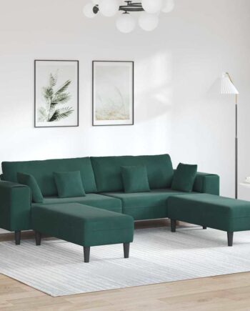 Fløjls Sofa Med Pude Dele Mørkegrøn 208 Fløjl