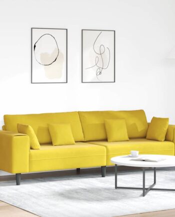 Fløjls Sofa Med Pude Gul 210 Fløjl