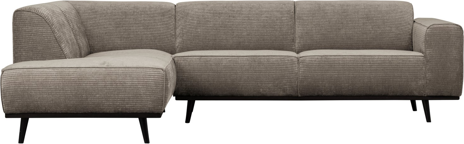 Hjørnesofa Woood Statement Venstrevendt 274x210 Lergrå Ribstof Fladribet Jacquard Birketræsben