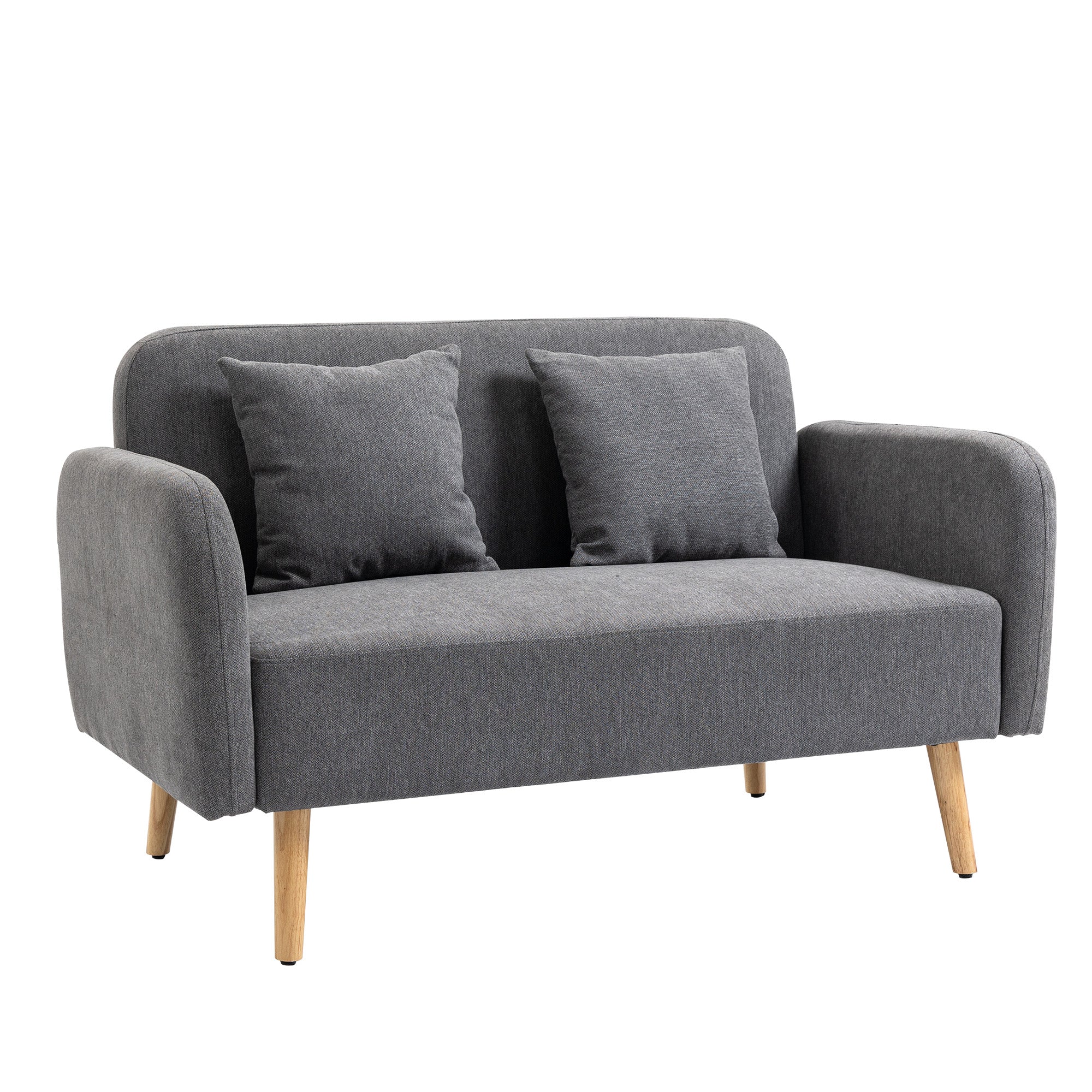 Personers Sofa Med Puder Lille Loveseat Med Fløjlstop Moderne Polstret Sofa Til Stue Soveværelse Lille Værelse Grå 130