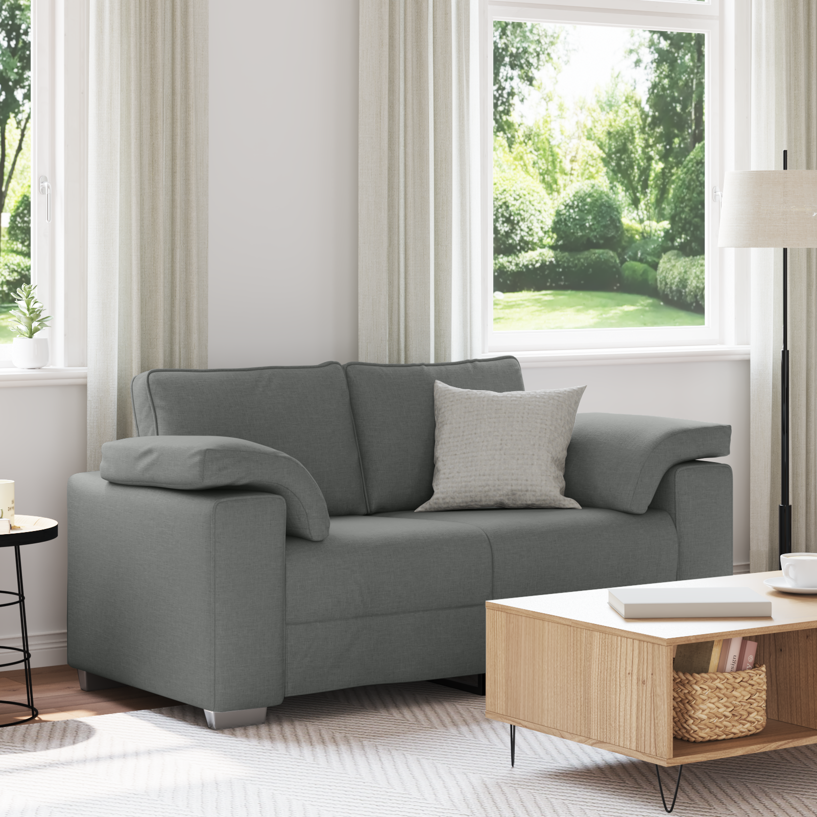 Sofa Med Pude Mørkegrå 160 Stof