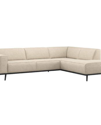Woood Statement Hjørnesofa Højre Beige Melange Stof Birketræ