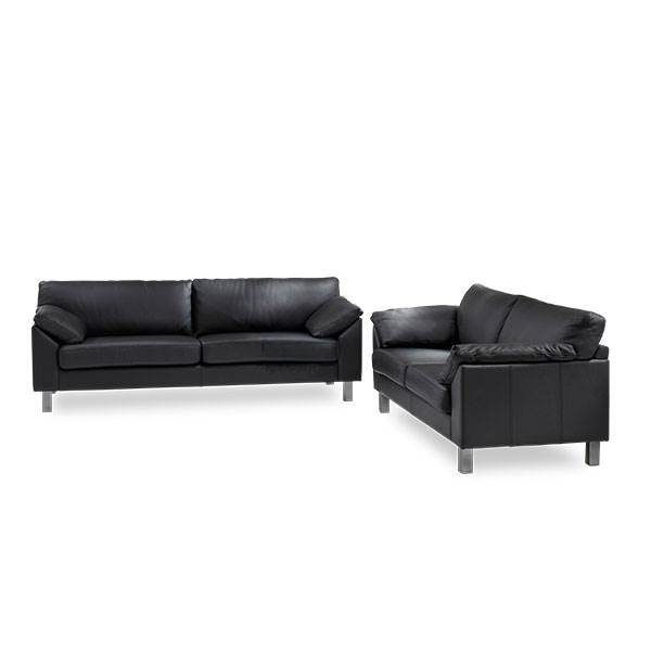 Erling Christensen Møbler Michigan Sofasæt Pers Sort Læder : Erling Christensen Møbler : Erling Christensen Møbler