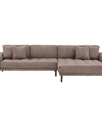 House Nordic Lido Loungesofa Højre Chaiselong Puder Brun Fløjl Sort Bøg