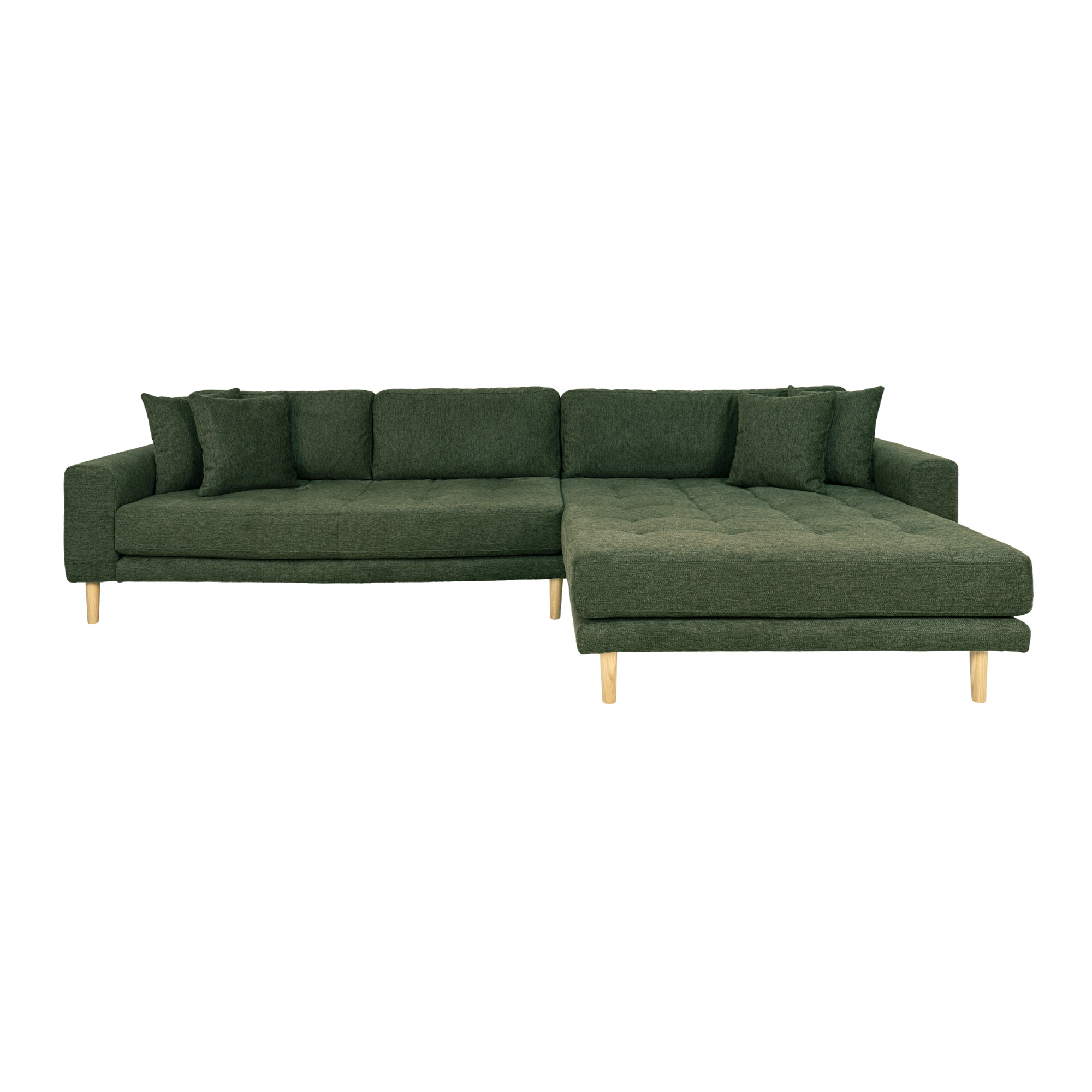 House Nordic Lido Loungesofa Højre Chaiselong Puder Olivengrøn Polyester Egetræ