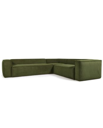 Kave Home Blok Hjørnesofa Grøn Corduroy Fløjl 320x290