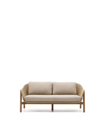 Kave Home Galea Udendørs Pers Sofa Armlæn Hynder Syntetisk Rattan Teaktræ 170 5cm
