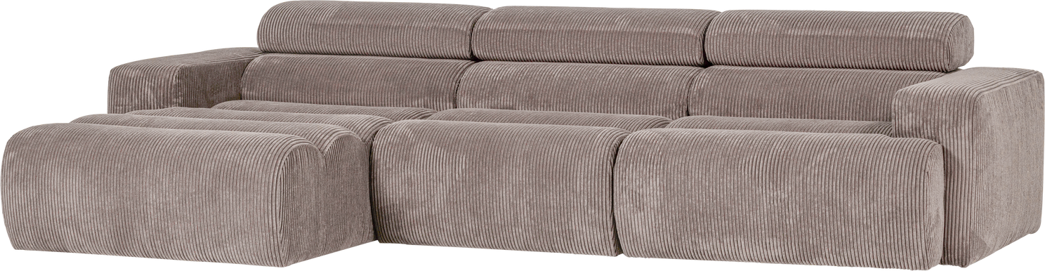 Loungesofa Venstrevendt Woood Novi Chaiselong Sand Ribstof Justerbar Nakkestøtte 300x173