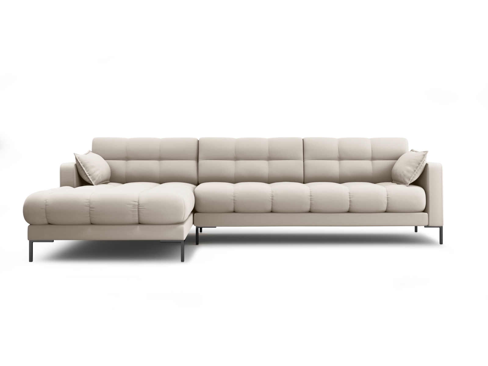 Micadoni Mamaia Hjørnesofa Venstre Sæder Beige Stof Sort Metal