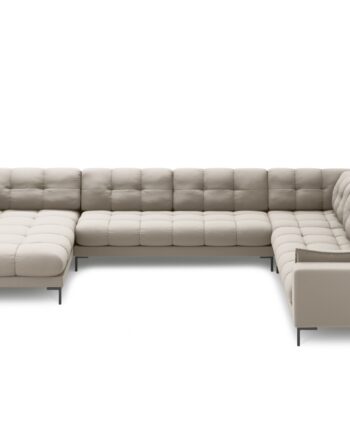 Micadoni Panoramisk Mamaia Pers Hjørnesofa Højre Beige Struktur Stof Sort Metal