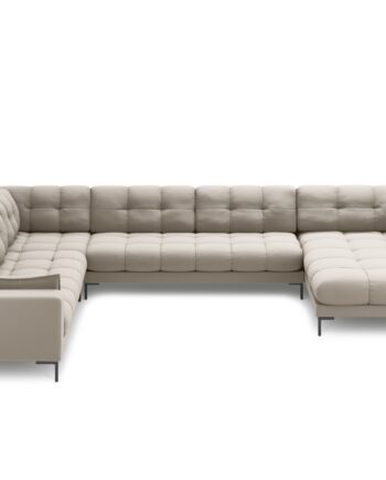 Micadoni Panoramisk Mamaia Pers Hjørnesofa Venstre Beige Struktur Stof Sort Metal
