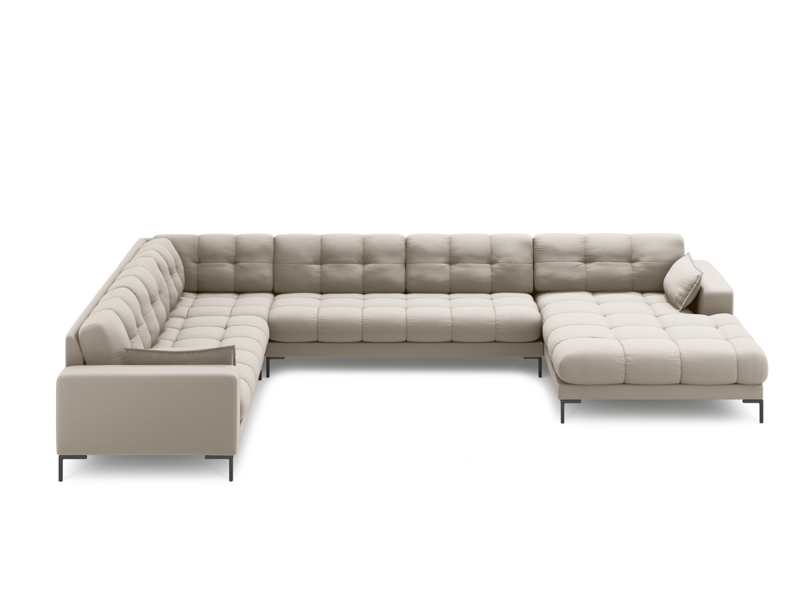 Micadoni Panoramisk Mamaia Pers Hjørnesofa Venstre Beige Struktur Stof Sort Metal