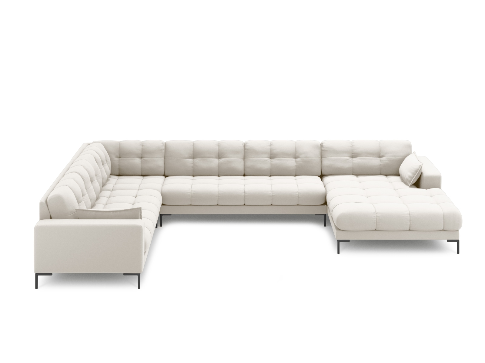 Micadoni Panoramisk Mamaia Pers Hjørnesofa Venstre Lys Beige Struktur Stof Sort Metal