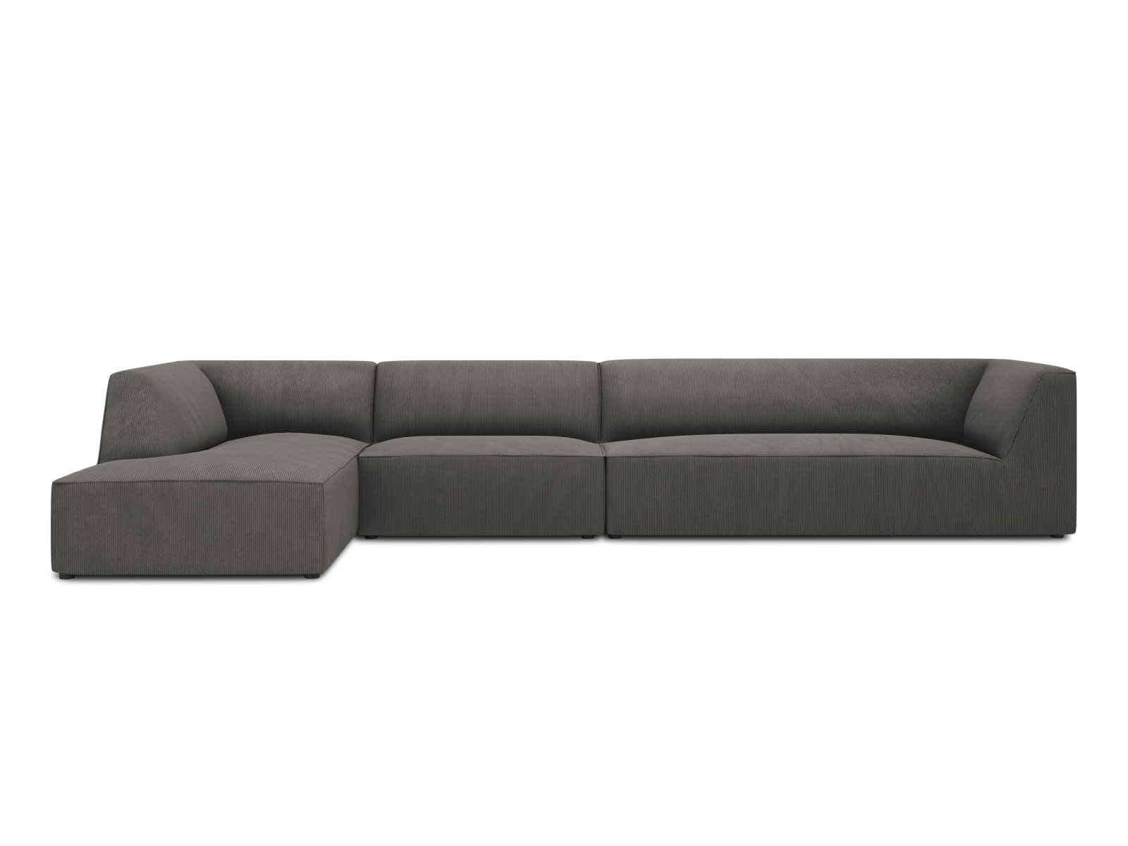 Micadoni Ruby Modul Hjørnesofa Venstre Sæder Antracitgrå Corduroy Fløjl Sort Plast