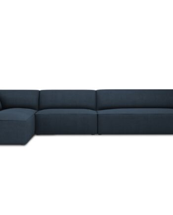 Micadoni Ruby Modul Hjørnesofa Venstre Sæder Blå Stof Sort Plast