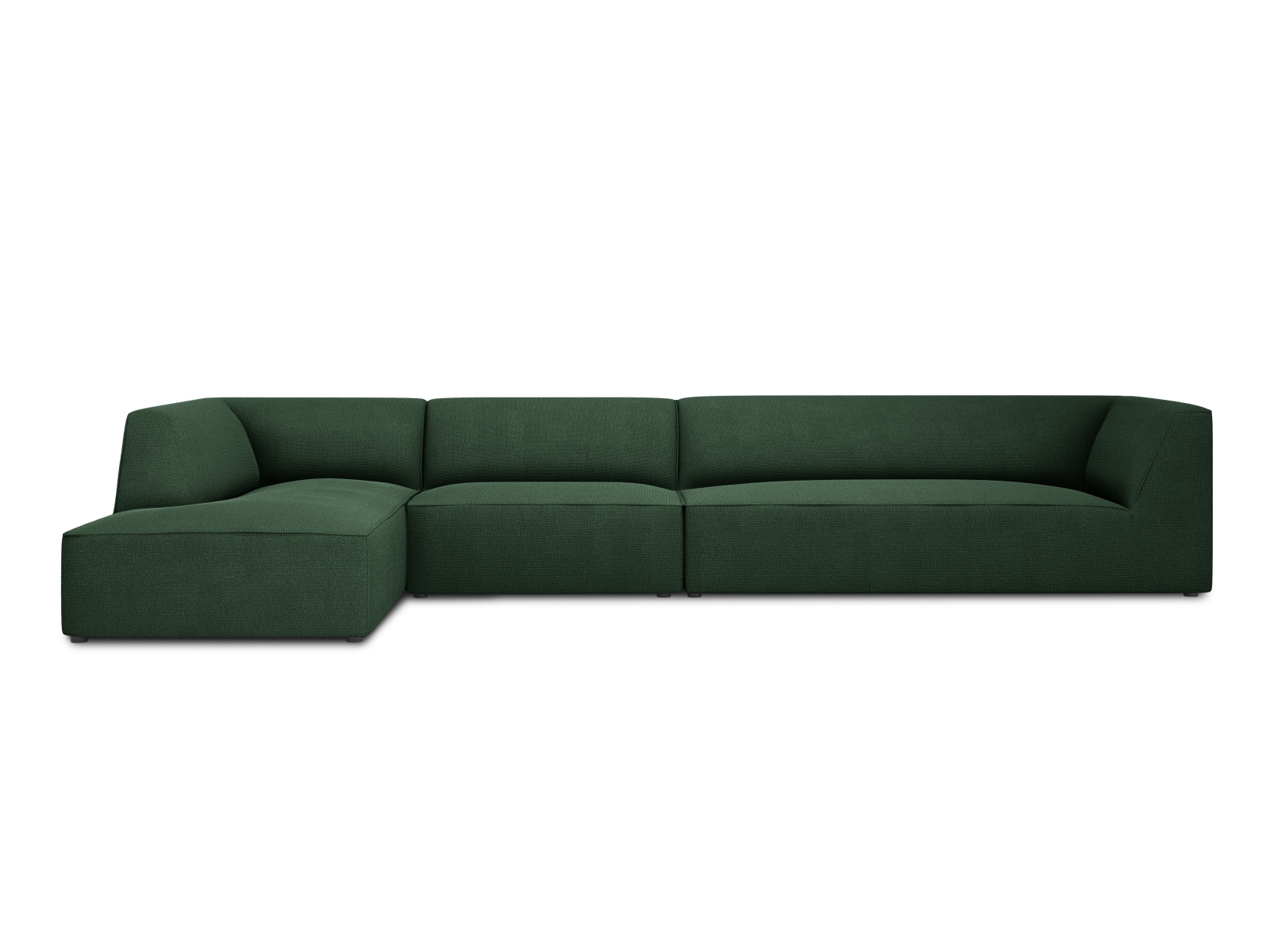 Micadoni Ruby Modul Hjørnesofa Venstre Sæder Grøn Stof Sort Plast