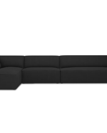 Micadoni Ruby Modul Hjørnesofa Venstre Sæder Sort Stof Sort Plast