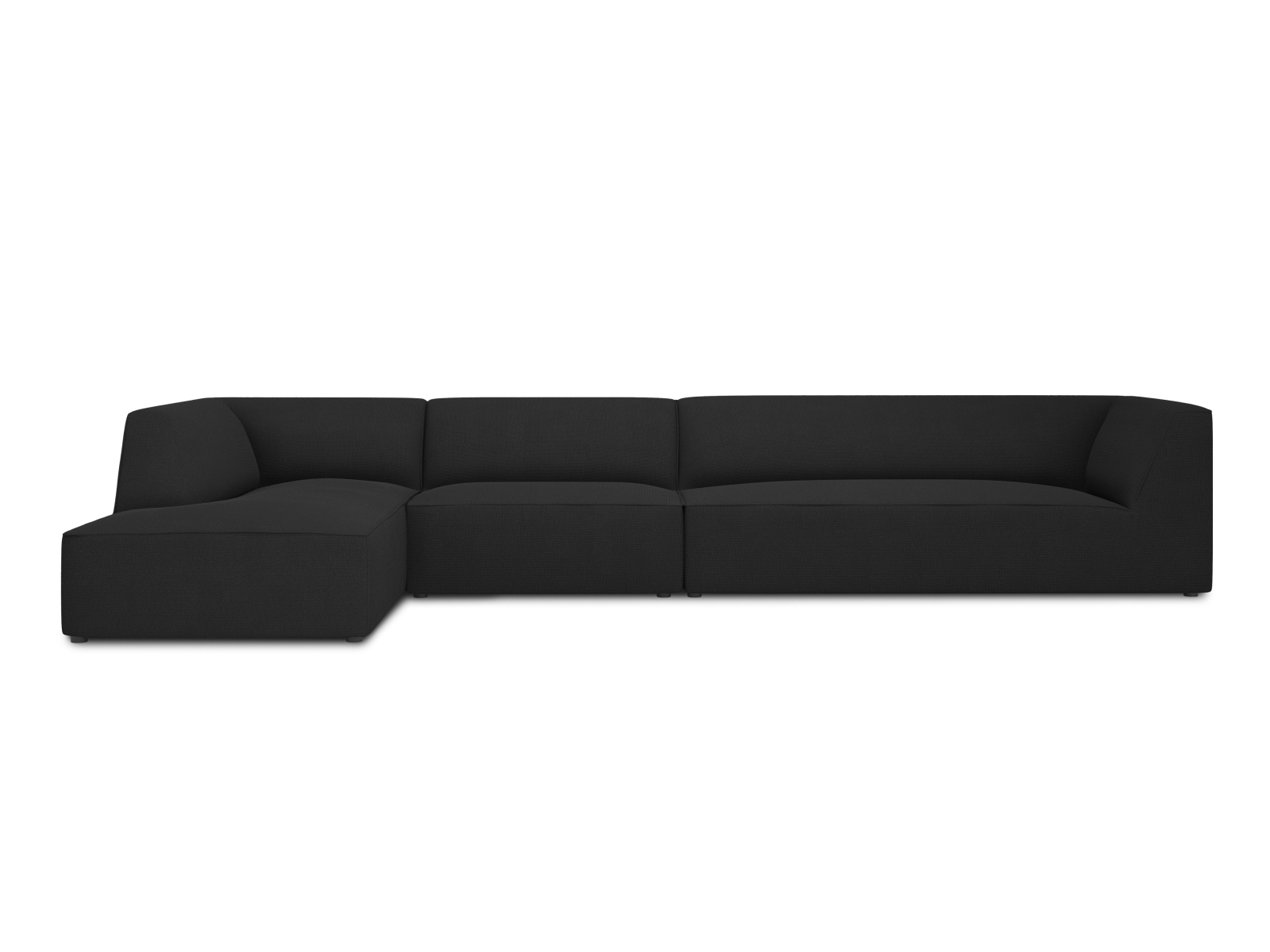 Micadoni Ruby Modul Hjørnesofa Venstre Sæder Sort Stof Sort Plast