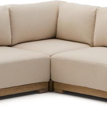 Udendørs Hjørnesofa Kave Home Ambra Personers Beige Akacietræ Loungesæt 248x248x77