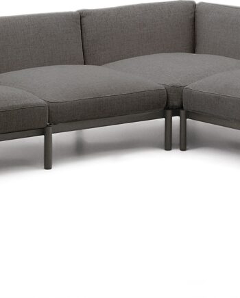 Udendørs Hjørnesofa Personers 276x191 Kave Home Sorells Grå Aluminium Loungesofa Med Aftagelige Hynder