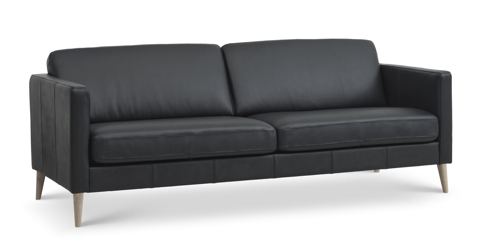Ask Pers Sofa Sort Semianilin Læder Natur Træ