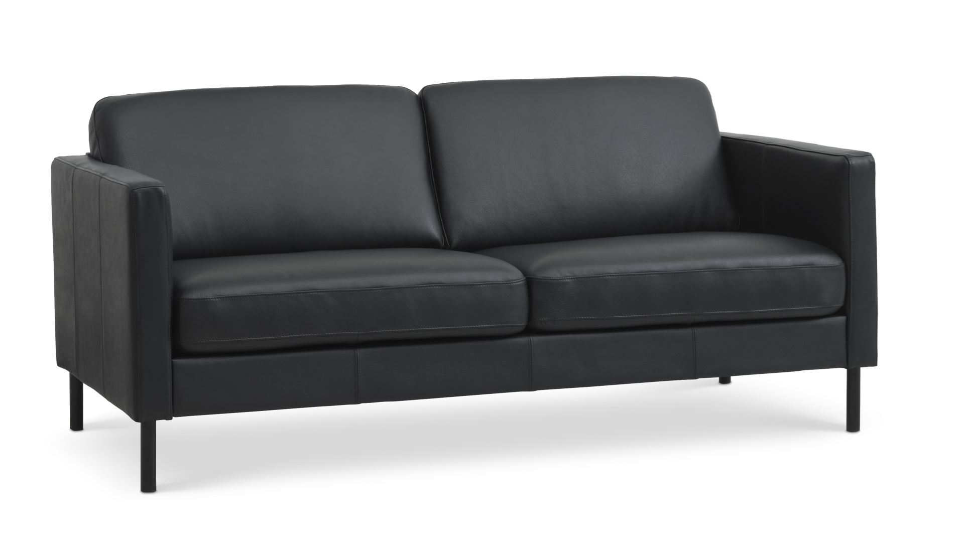 Ask Pers Sofa Sort Semianilin Læder Sort Metal