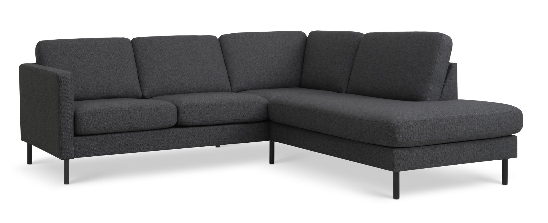 Ask Sæt Lille Sofa Højre Chaiselong Antracitgrå Polyester Stof Sort Metal
